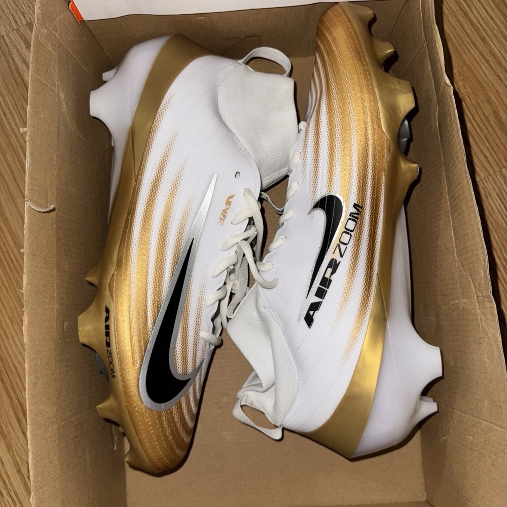 Nike Vapor Elite 1 Football Cleats Men's 13 White Metallic Gold No Box NWT $145 - Picture 2 of 6